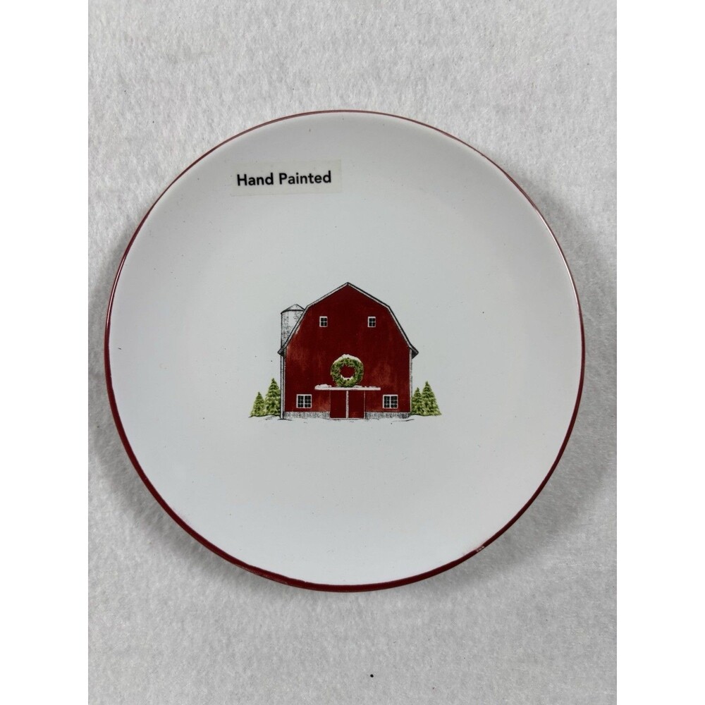 St. Nicholas Square Happy Holidays Set of 4 Appetizer Plates NWT Hand Painted